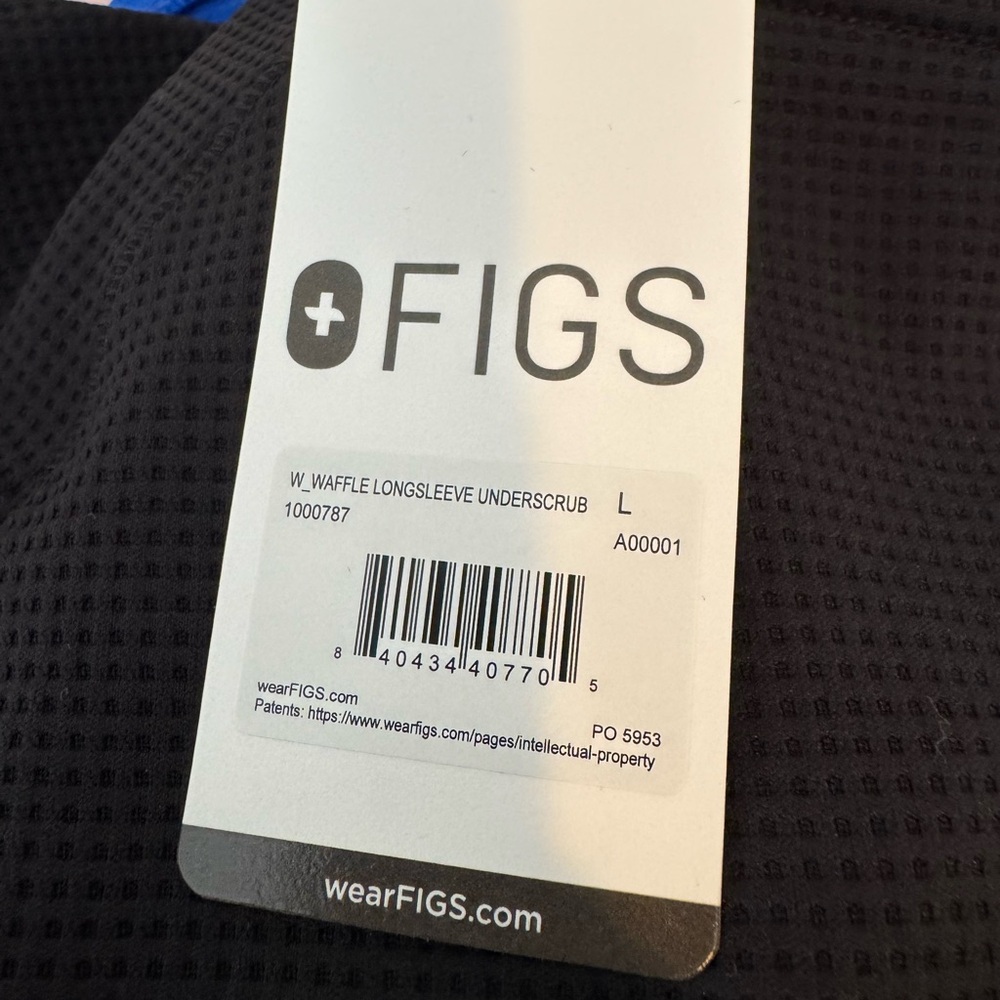 Figs Black Waffle Long Sleeve Underscrub - Picture 3 of 4